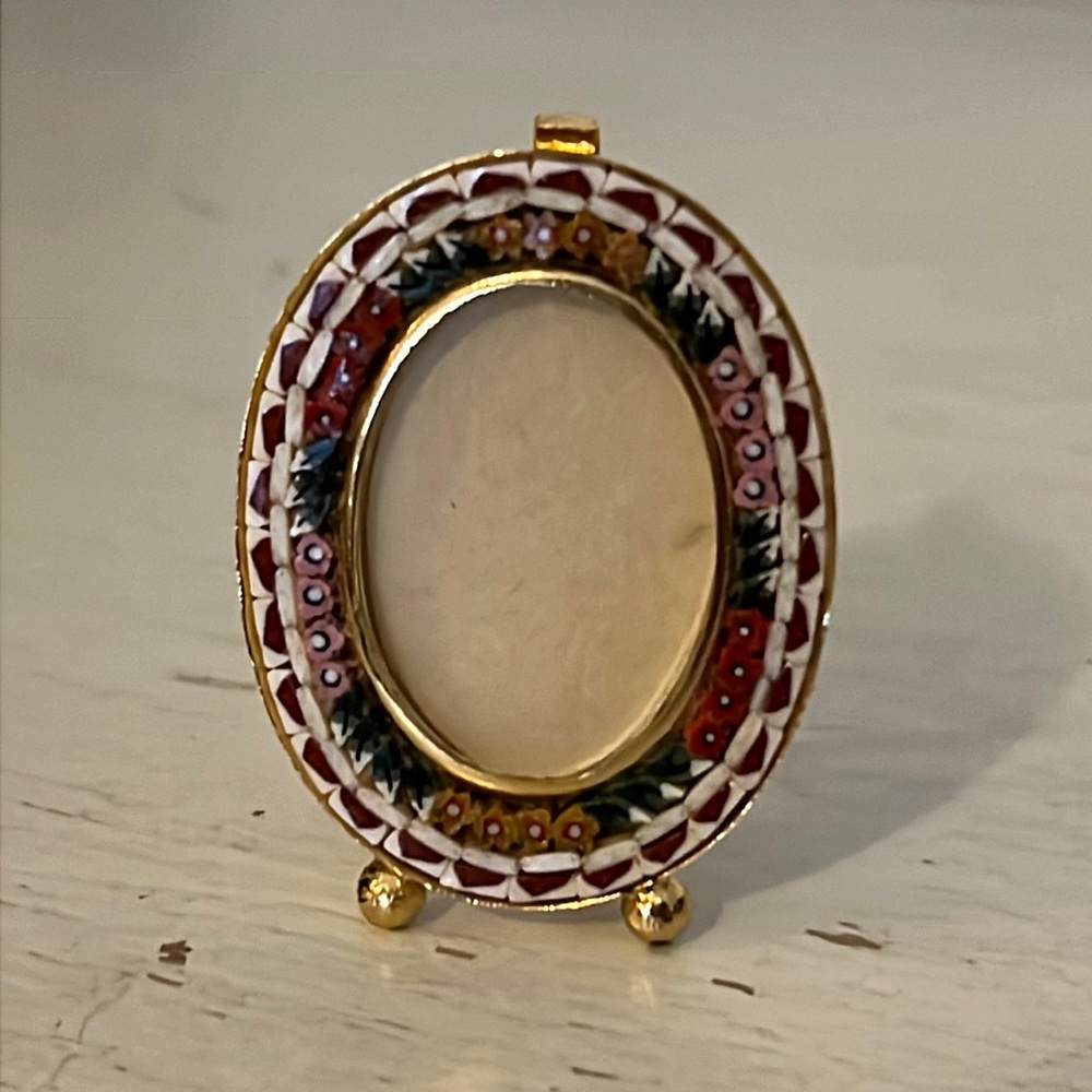Vintage Italy Micro Mosaic miniature picture frame 2” x 1.5”